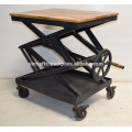 Industrial Crank Table Wooden Top